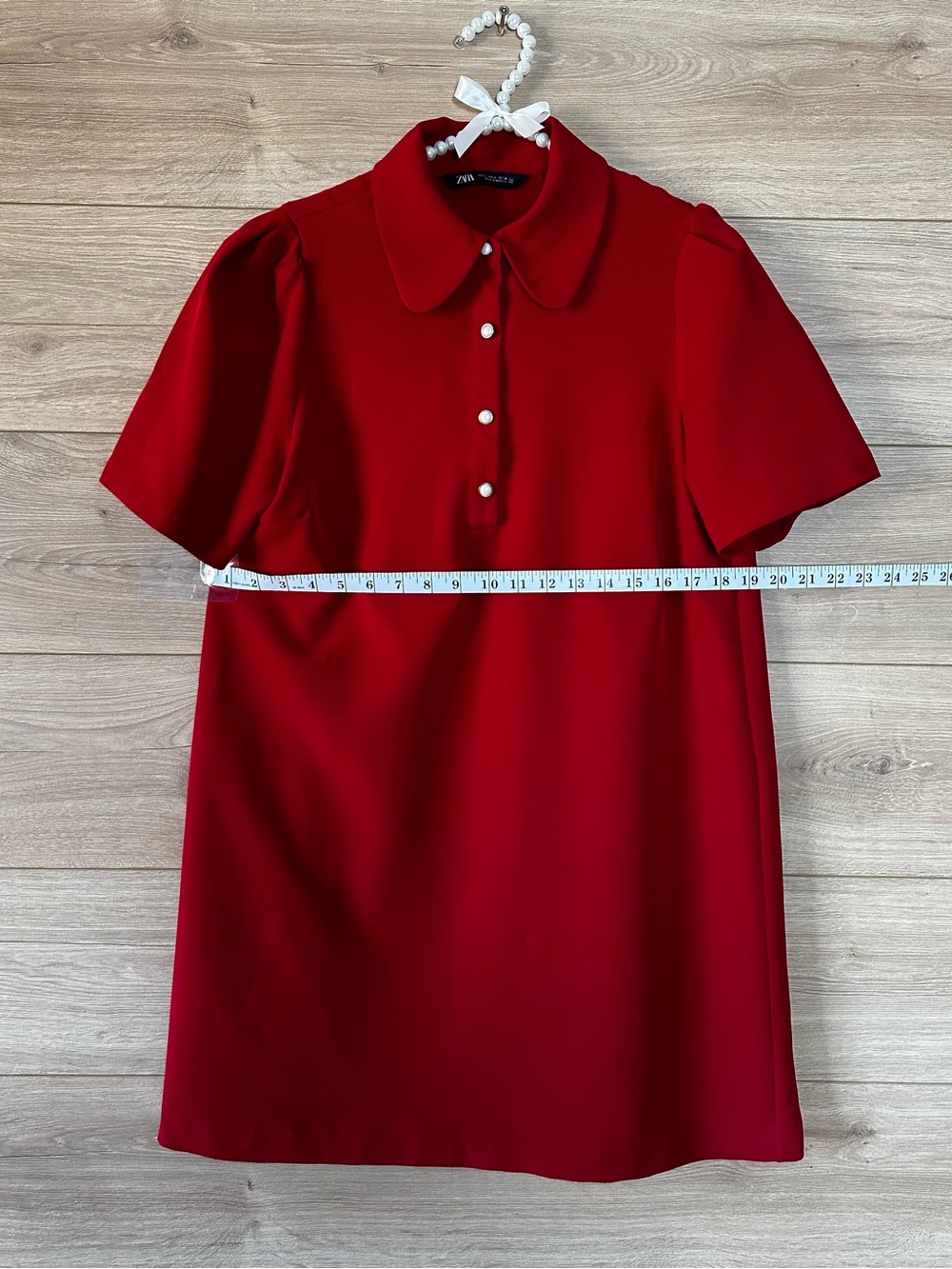 Zara Red Short Sleeve Polo Mini Dress - Picture 7 of 11